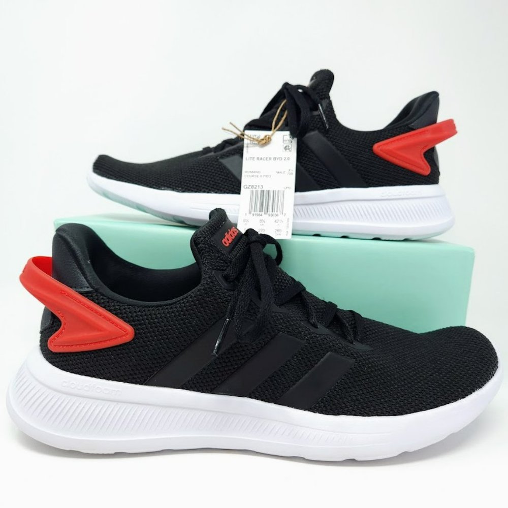 Adidas Running  Lite Racer BYD 2.0, New, Black, Red, White, Size 9